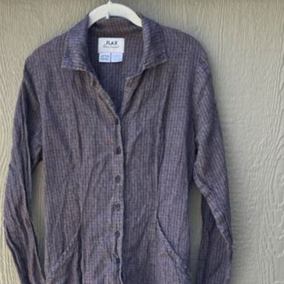 FLAX By JEANNE ENGELHART Size S Dress 100% Linen Button Front Brown Maxi Pockets - Picture 5 of 6